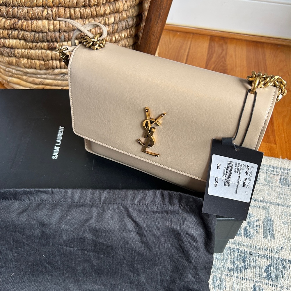 YSL Saint Laurent Beige Crossbody Bag NWT